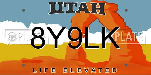 8Y9LK Utah License Plate