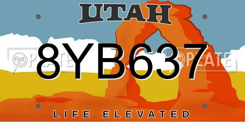 8YB637 Utah License Plate