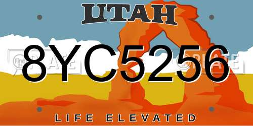 8YC5256 Utah License Plate