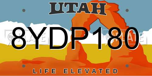 8YDP180 Utah License Plate