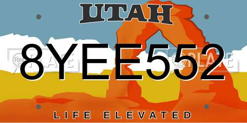 8YEE552 Utah License Plate
