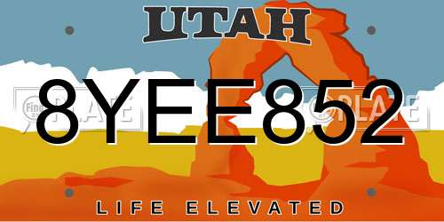 8YEE852 Utah License Plate