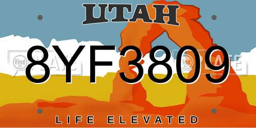 8YF3809 Utah License Plate