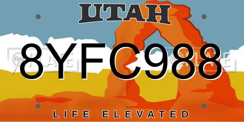 8YFC988 Utah License Plate