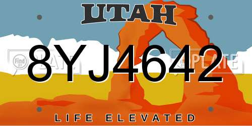 8YJ4642 Utah License Plate