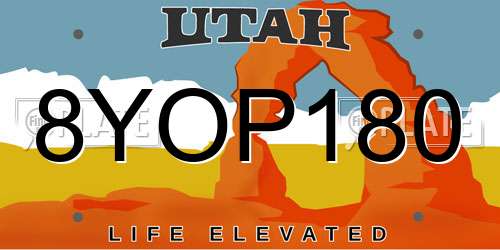 8YOP180 Utah License Plate