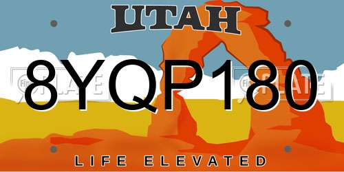 8YQP180 Utah License Plate