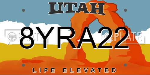 8YRA22 Utah License Plate