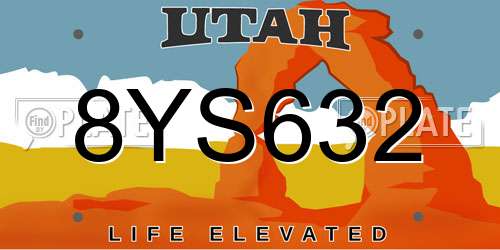 8YS632 Utah License Plate