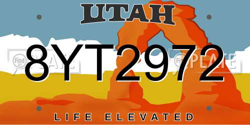 8YT2972 Utah License Plate