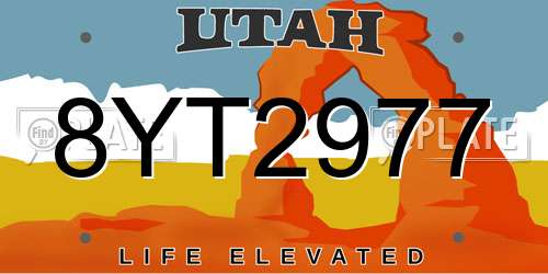 8YT2977 Utah License Plate