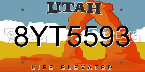 8YT5593 Utah License Plate