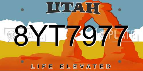 8YT7977 Utah License Plate