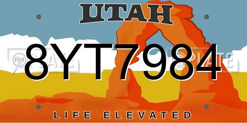 8YT7984 Utah License Plate