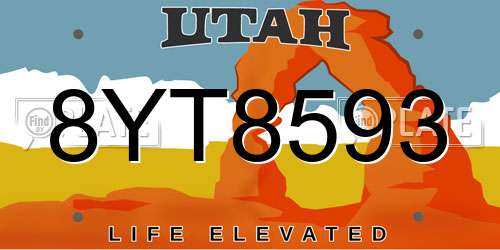 8YT8593 Utah License Plate