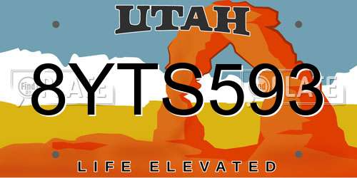 8YTS593 Utah License Plate
