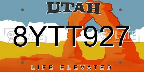 8YTT927 Utah License Plate