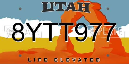 8YTT977 Utah License Plate