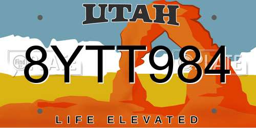 8YTT984 Utah License Plate