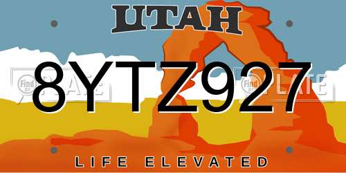 8YTZ927 Utah License Plate