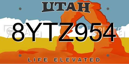 8YTZ954 Utah License Plate