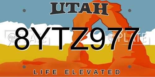 8YTZ977 Utah License Plate