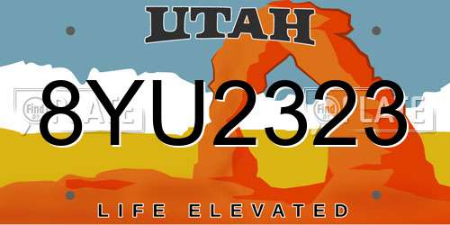 8YU2323 Utah License Plate