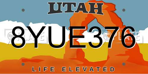 8YUE376 Utah License Plate