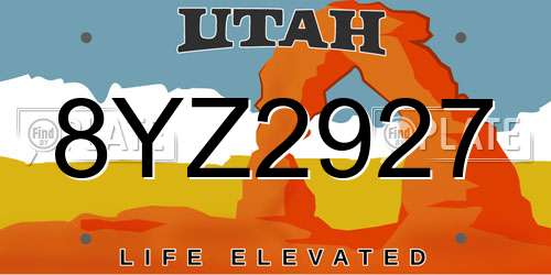 8YZ2927 Utah License Plate