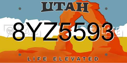 8YZ5593 Utah License Plate