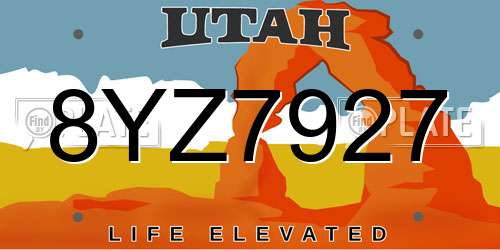 8YZ7927 Utah License Plate