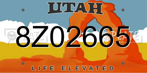 8Z02665 Utah License Plate