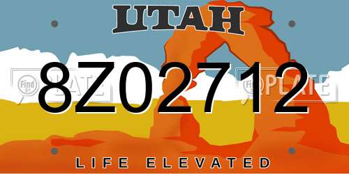 8Z02712 Utah License Plate