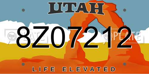 8Z07212 Utah License Plate