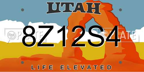 8Z12S4 Utah License Plate