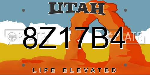 8Z17B4 Utah License Plate