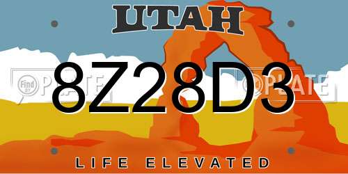 8Z28D3 Utah License Plate