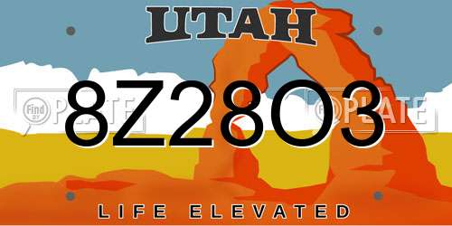 8Z28O3 Utah License Plate