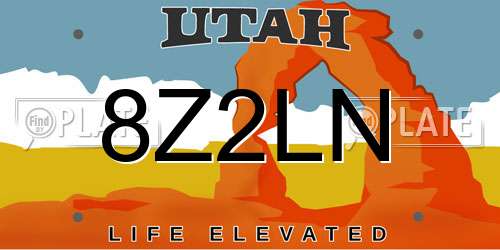 8Z2LN Utah License Plate