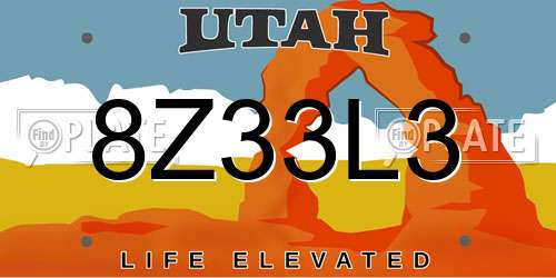 8Z33L3 Utah License Plate