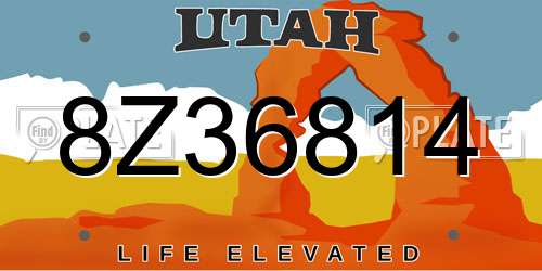 8Z36814 Utah License Plate