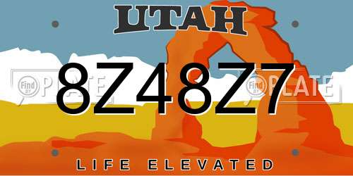 8Z48Z7 Utah License Plate