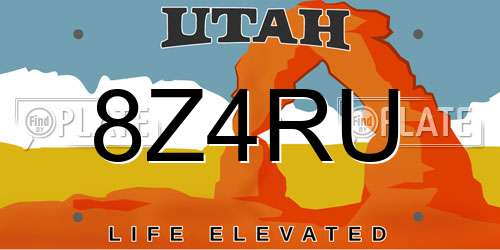 8Z4RU Utah License Plate