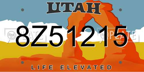 8Z51215 Utah License Plate