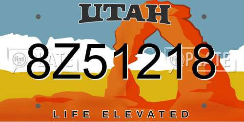 8Z51218 Utah License Plate