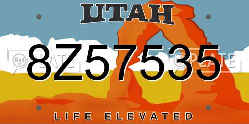 8Z57535 Utah License Plate
