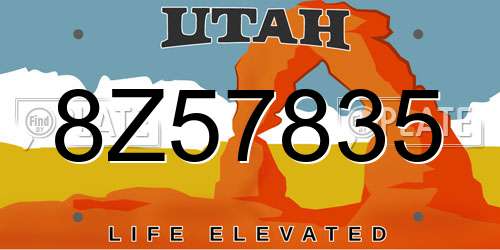 8Z57835 Utah License Plate
