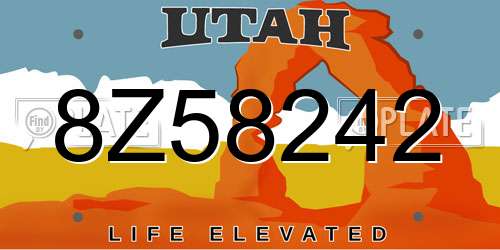8Z58242 Utah License Plate