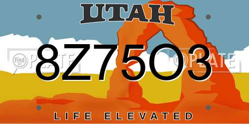 8Z75O3 Utah License Plate