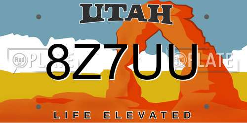 8Z7UU Utah License Plate